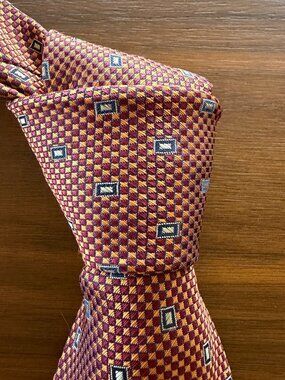 Tucci Firenze Burgundy Blue Small Geometric Tie